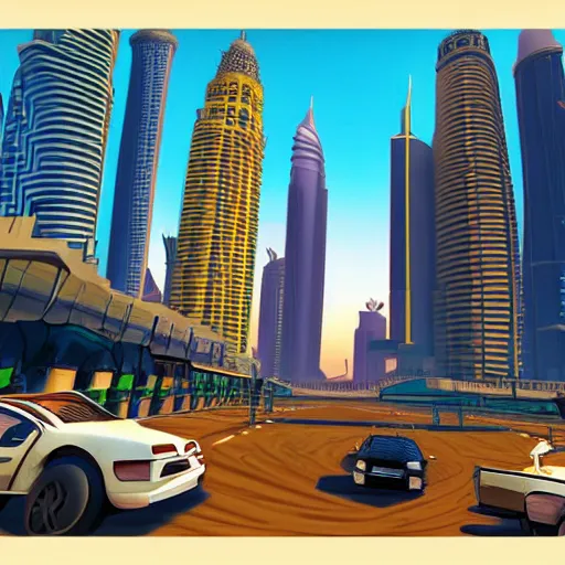 Image similar to gta : dubai, by lerapi