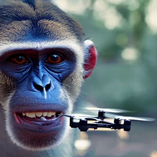 Image similar to monkey driving a drone 4k ultra hd