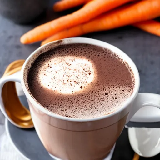 Prompt: hot coco with carrots in it