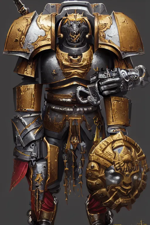 Image similar to armor portrait heros warhammer 4 0 k horus heresy fanart - the primarchs emperor by johannes helgeson animated with vfx concept artist & illustrator global illumination ray tracing hdr fanart arstation zbrush central hardmesh 8 k octane renderer