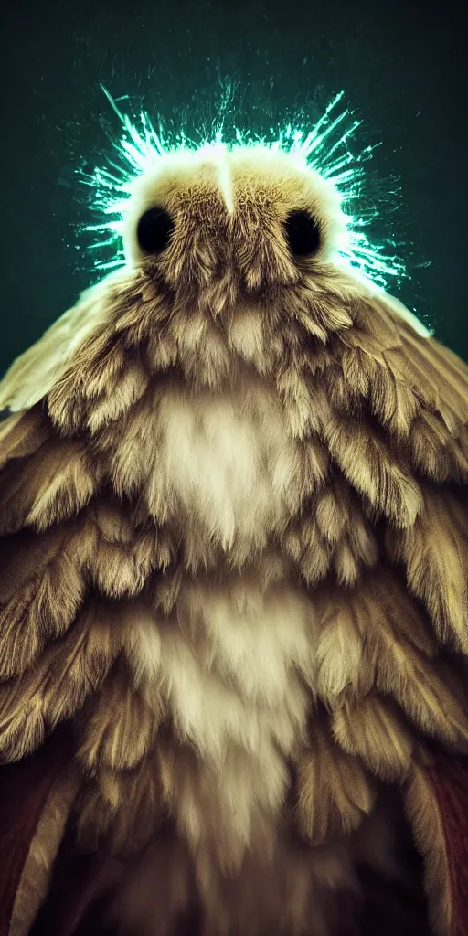 Image similar to cinematic shot epic portrait worlds cutest and fluffiest moth, hyper realistic, mood lighting, fantasy, detailed face, highly detailed, super realistic, perfect lighting javascript pixel sorting