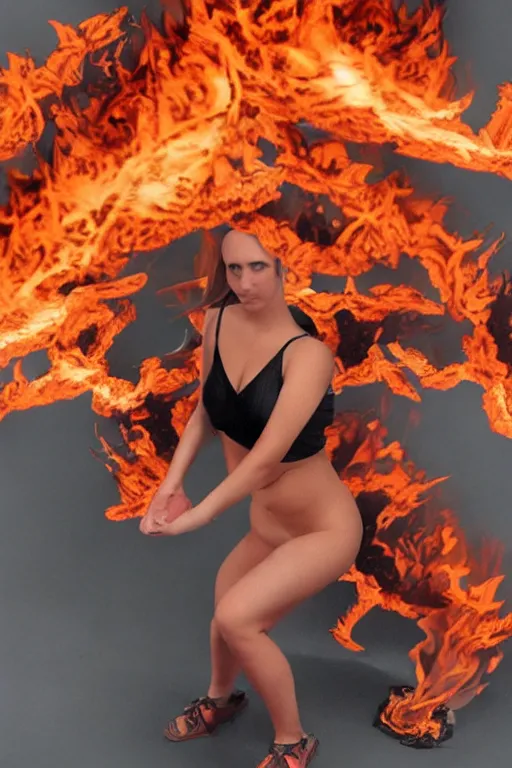 Image similar to Giantess made entirely of fire