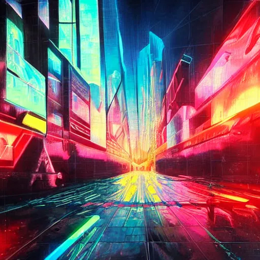 Image similar to world war in the year of 2 0 7 0, futuristic technologies, neon lights, oil painting, highly detailed