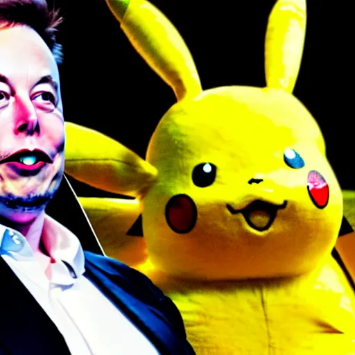 Image similar to elon musk wearing a pikachu costume