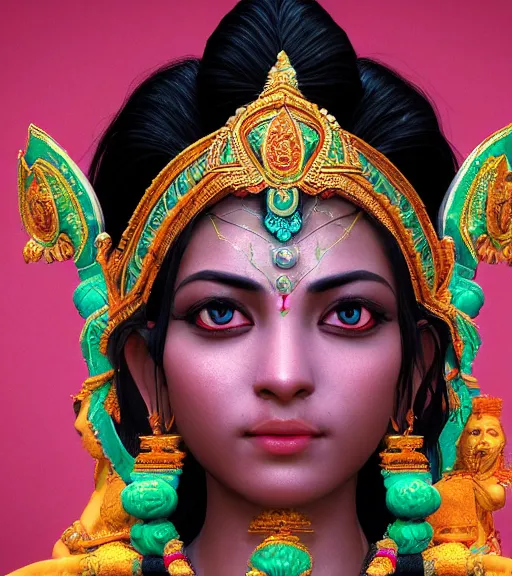 Image similar to portrait of hindu goddess, hindu concept art, cgsociety, octane render, trending on artstation, artstationHD, artstationHQ, unreal engine, 4k, 8k