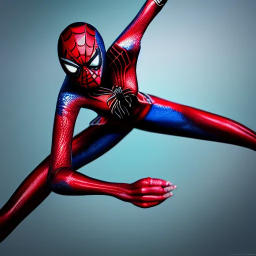 Image similar to photo of a beautiful amazing Spiderwoman, highly detailed, 4k, HDR, smooth, sharp focus, hyper realistic, high resolution, photo-realistic