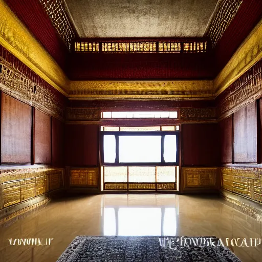 Image similar to interior of a tangam palace, architectural photography