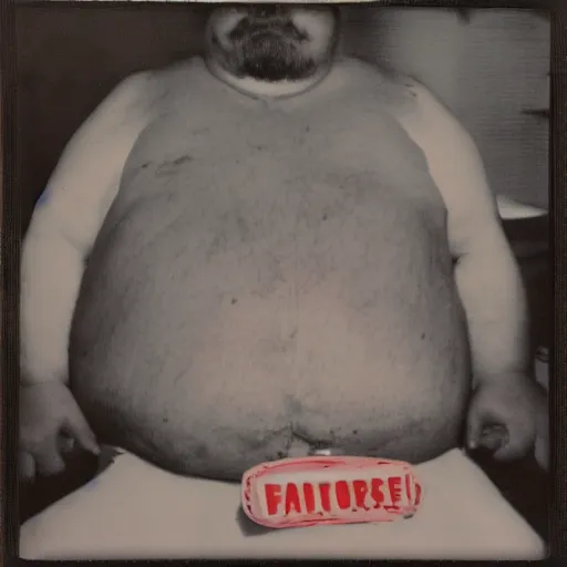 Image similar to color polaroid portrait of a fat man by andy warhol. holga