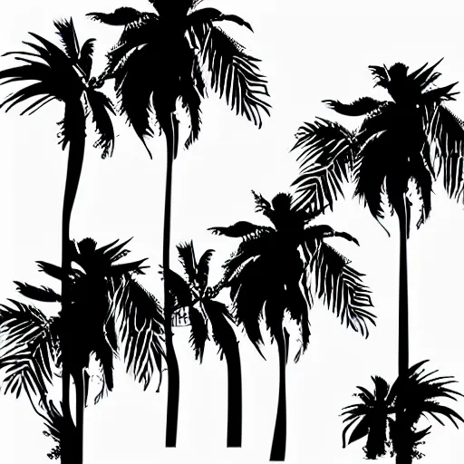 Prompt: “vector art of 3 abstract palm trees, pink background”