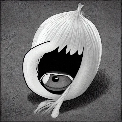 Image similar to onion crying art, 2d,3d render