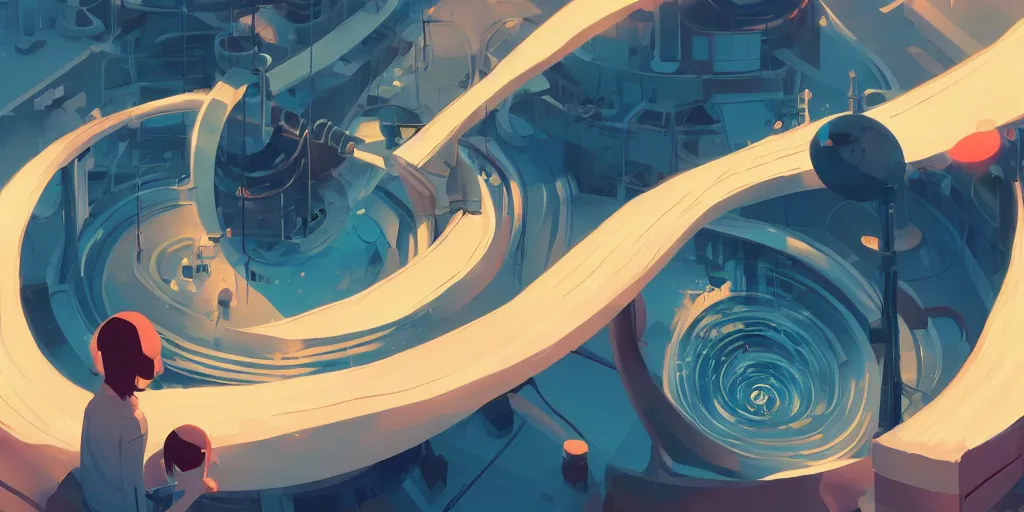 Image similar to factory that creates different universes, mini black hole with a turkish blue vortex, james gilleard, atey ghailan, makoto shinkai, goro fujita, studio ghibli, rim light, exquisite lighting, clear focus, very consistent, plain background, painting gentle