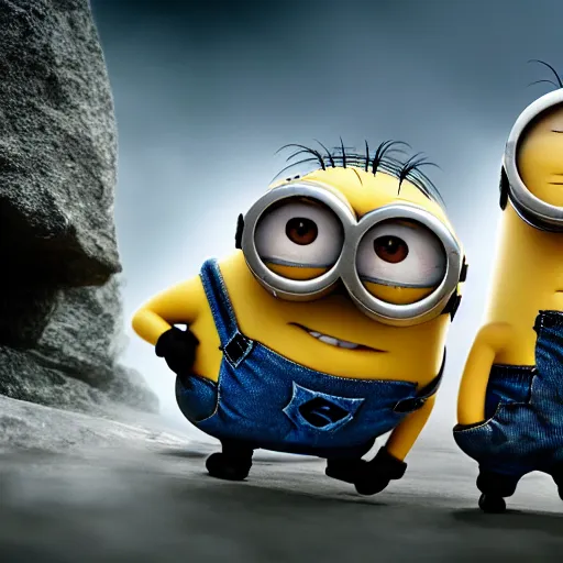 Image similar to minions as gods, cinematic, 4 k