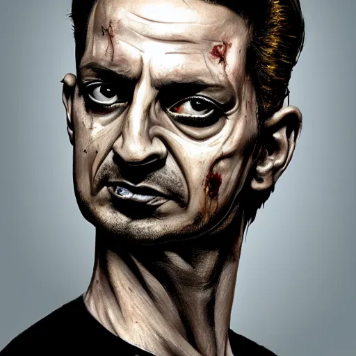 Image similar to color portrait of a young dave gahan turned into a scary zombie, 7 days to die zombie, fine art, award winning, intricate, soft light from the side, elegant, sharp focus, cinematic lighting, highly detailed, digital painting, 8 k concept art, art by z. w. gu, art by brom, art by michael hussar, masterpiece, 8 k