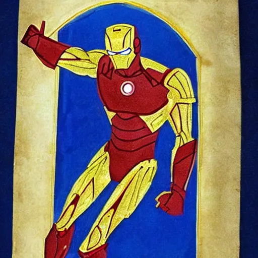 Prompt: iron man, illuminated manuscript!!!!!!!!!!