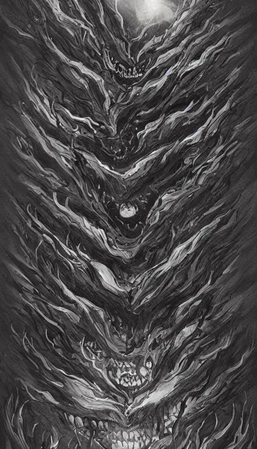 Prompt: a storm vortex made of many demonic eyes and teeth, by qian xuan