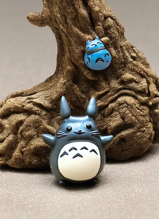 Image similar to 8 0 mm resin detailed miniature of totoro in a tree, symbol, textured base ; miniature product photos, 4 k, view from front