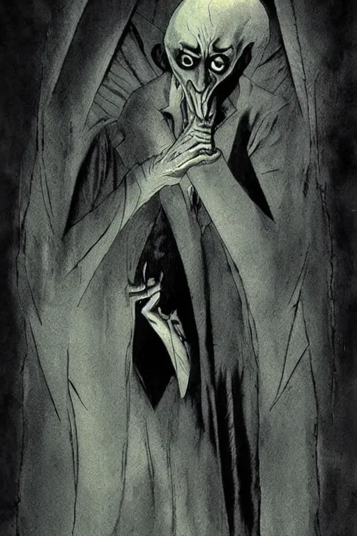 Prompt: Nosferatu by Dave McKean