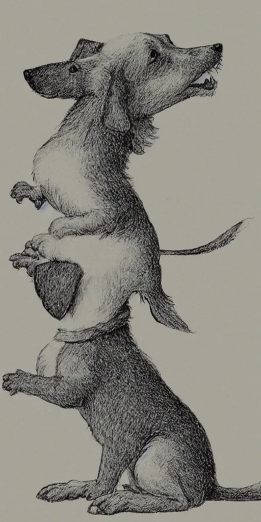 Image similar to jack russel dog, highly detailed, side view, howling!!!, illustrated by peggy fortnum and beatrix potter and sir john tenniel