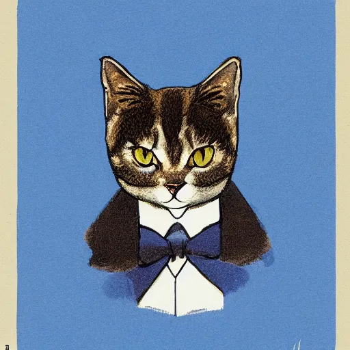 Image similar to David Gentleman illustration of a cute cat