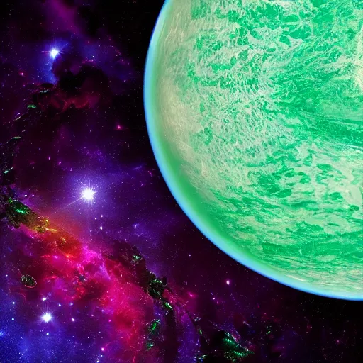 Image similar to Emerald Ocean-Planet in space