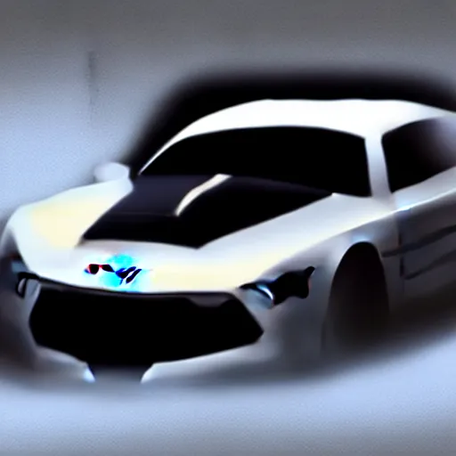 Image similar to hybrid design between an F1 car and Ford Mustang. No background, concept art style.