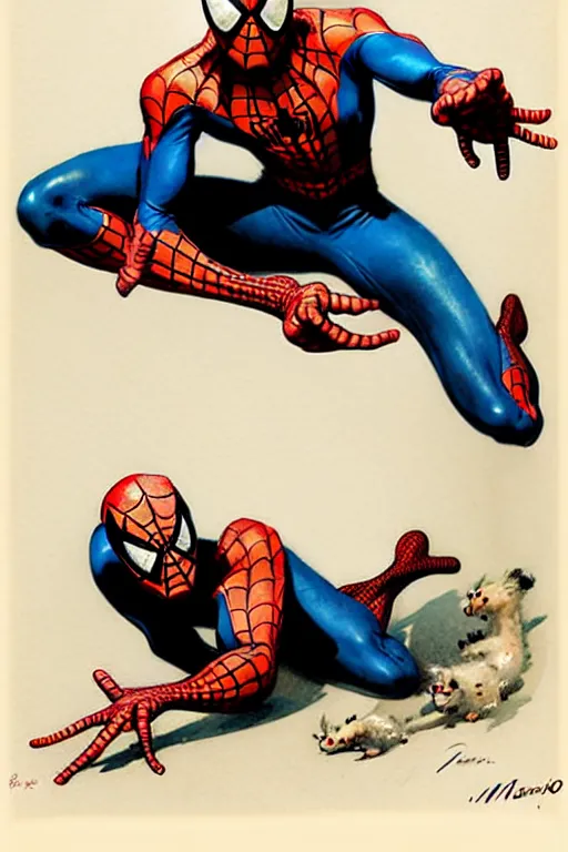 Image similar to (((((1950s spiderman))))) by Jean-Baptiste Monge !!!!!!!!!!!!!!!!!!!!!!!!!!!