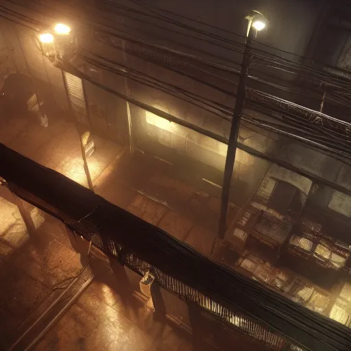 Prompt: playstation 5 screenshot of silent hill, overhead view, crazy high definition, wow, breathtaking, amazing, gorgeous