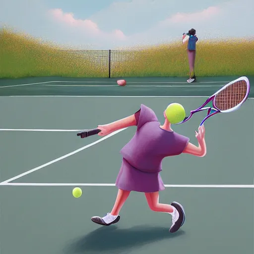 Prompt: tennis, by gediminas pranckevicius
