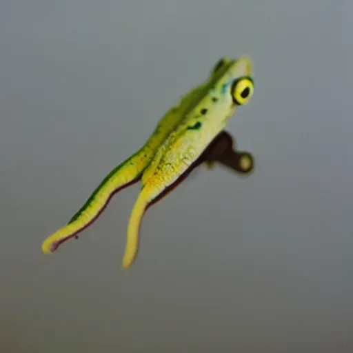 Prompt: A closeup film photography of a tadpole, photo by Louise Dahl-Wolfe, award winning, 4K