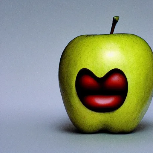 Prompt: an apple with a face, and the face is of christina applegate