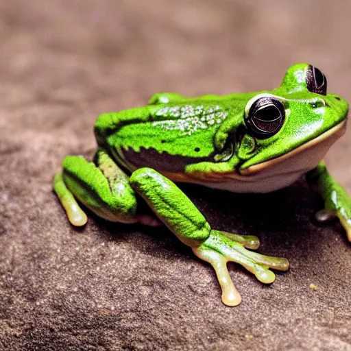 Image similar to a photo of a frog with muscles standing on two feet and lifting planet earth on its hands