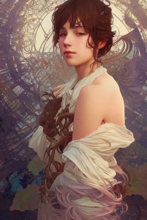 Image similar to intricate,, final fantsy, digital painting, portrait , cinematic lighting, highly detailed, artstation, concept art, illustration, smooth, sharp focus, editor's pickup, trending on artstation, trending on deviantart, alphonse mucha, WLOP, Akihiko Yoshida