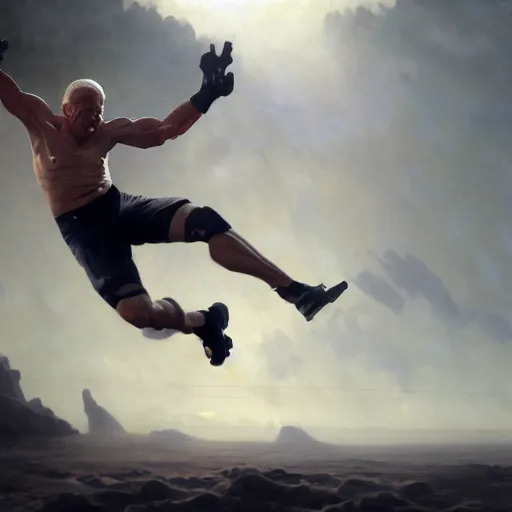 Prompt: Hyper realistic portrait of an action shot freeze frame of the notorious cyborg known as Joe Biden falling off a bike, Cinematic lighting, ultra super good realistic 3D render by Ruan Jia and Mandy Jurgens and Artgerm and william-adolphe bouguereau and Gerald Brom and James Jean, Trending on Artstation, 8k, post processing, sharp focus