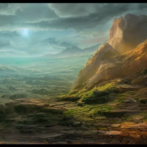 Image similar to a beautiful matte painting concept art painting of a landscape from a studio ghilbi movie