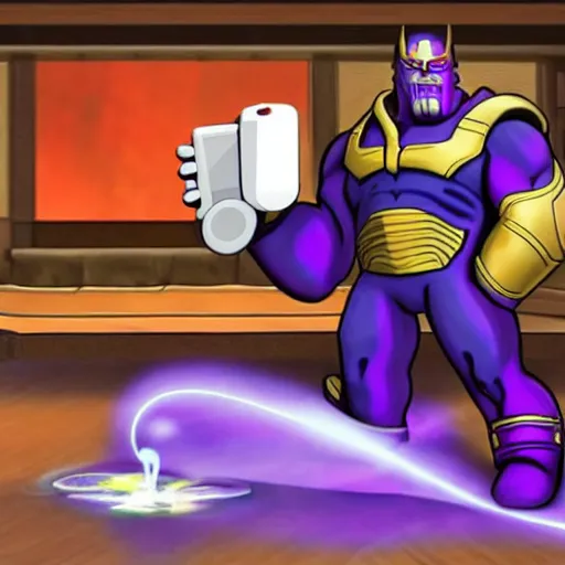 Prompt: thanos playing nintendo wii