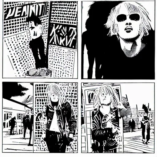 Image similar to A punk rock album from the 70s, illustration, b&w, slightly minimal, comic book style, by Raymond Pettibon