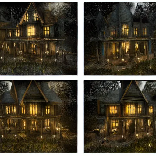 Image similar to village horror house forest darkness dark unreal render