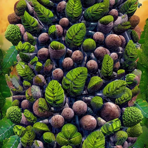 Image similar to the inhabitants of the planet pandora are harvesting. strange but delicious fruits. fantasy trees rounded in zigzags. clear details.