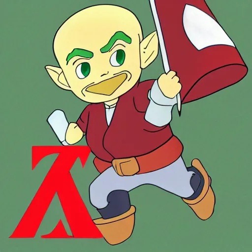 Image similar to cel - shaded image of joe biden as tingle from legend of zelda, studio ghibli animation cel by moebious