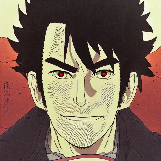 Image similar to portrait of [ romano prodi ] painted in miyazaki color style drawn by katsuhiro otomo and takato yamamoto, high detail, intricate linework, sharp, still shot from gurren lagann, mecha design, manga and anime