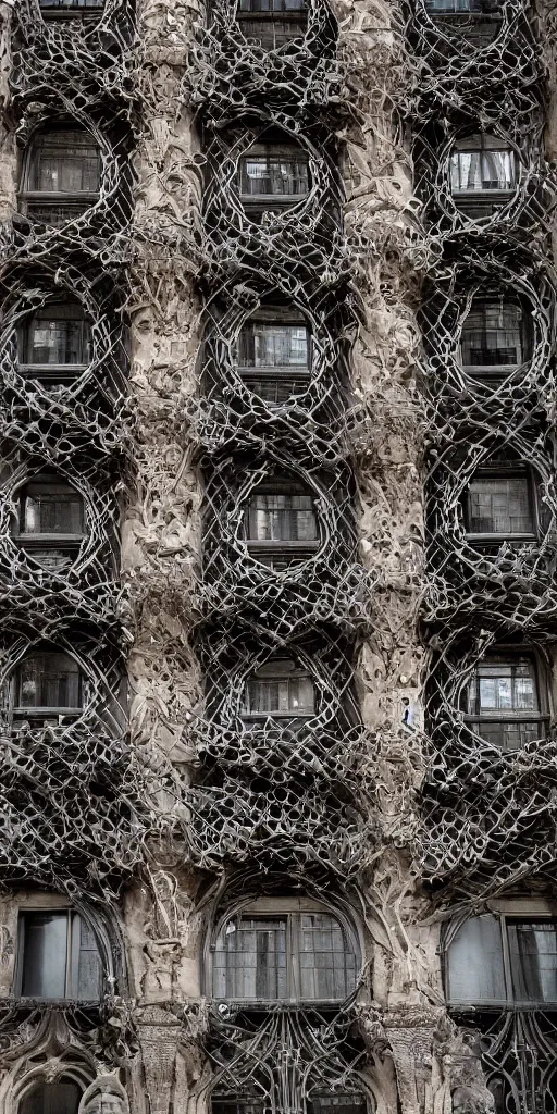 Prompt: a professional photograph of a very beautiful beautiful modern building by Louis Sullivan and H.R. Giger covered in ironwork vines, deep crevices of stone, stone balconies, Chiaroscuro, layers of colorful reflections, rusticated stone base, rusticated stone base, rusticated stone base, a dramatic sky, crowds of people climb the building, a dramatic sky, crowds of people , Sigma 75mm, ornate, very detailed, Symmetrical composition, centered, intricate, panoramic, Dynamic Range, HDR, very chromatic aberration, Orton effect, 8k, photo by Marc Adamus, painting by Jeremy Mann, cinematic, vignette, vignette tilt-shift, bokeh , atmospheric, trending on artstation