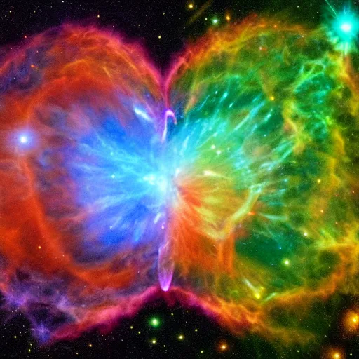 Image similar to the supernova and nebula shaped like a love heart rendered in apophysis