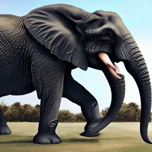 Image similar to elephant and tyrannosaurus rex hybrid!!!