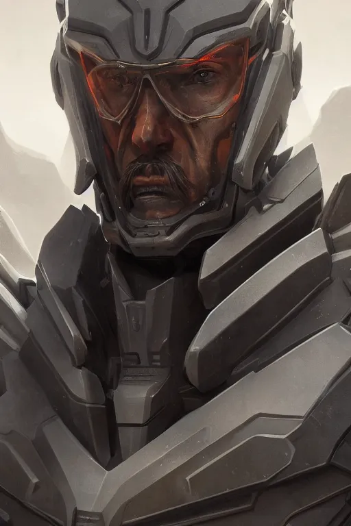 Prompt: Portrait of John Brown with a long beard wearing futuristic power armor, sci-fi, intricate, highly detailed, digital painting, trending on artstation, sharp focus, illustration, style of Stanley Artgerm and Greg Rutkowski and Dan Mumford