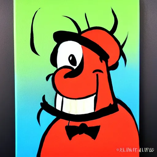 Image similar to silly fire cartoon character in the style of 1930s Fleischer animation, painted in fluid acrylics