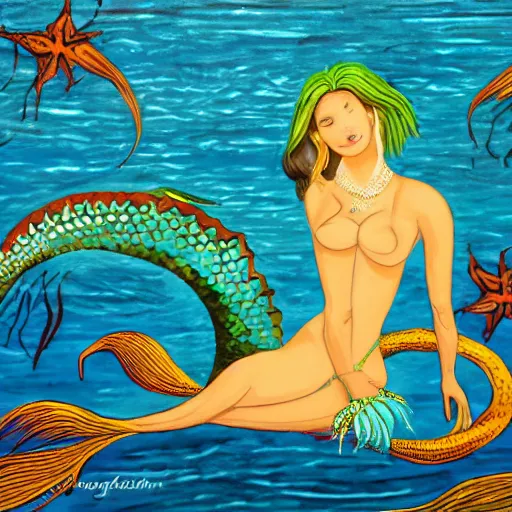 Image similar to fierce free spirited sensual mermaid