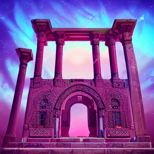 Image similar to ancient ottoman structure, retrowave epic art, trending on art station