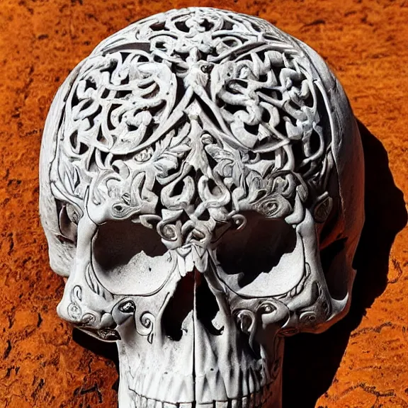 Prompt: intricate gothic details carved on a skull