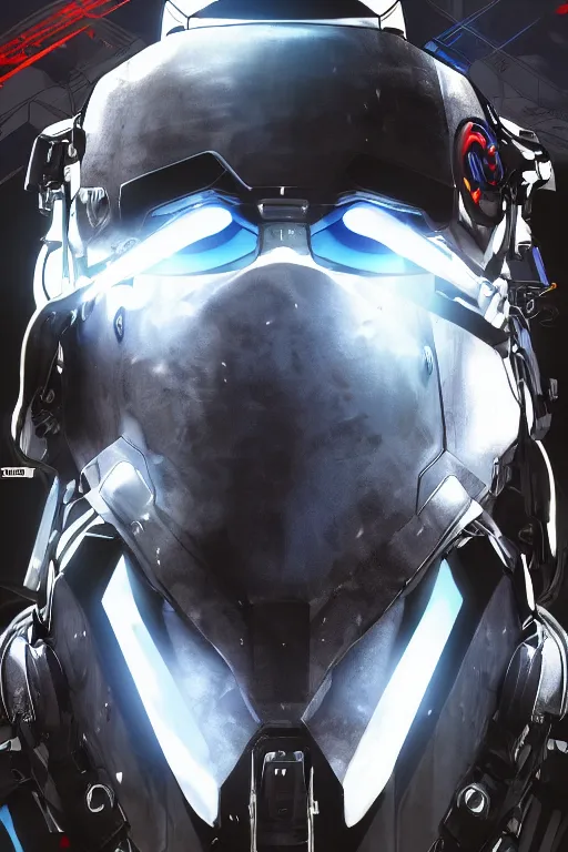 Image similar to cyber cyborg ninja mask helmet metal gear solid artic suit swat commando, global illumination ray tracing hdr fanart arstation by sung choi and eric pfeiffer and gabriel garza and casper konefal, a spectacular view cinematic rays of sunlight comic book illustration, by john kirby