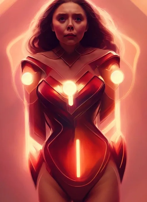 Image similar to portrait of modern darna, elizabeth olsen, intricate, elegant, glowing lights, highly detailed, digital painting, artstation, glamor pose, concept art, smooth, sharp focus, illustration, art by wlop, mars ravelo and greg rutkowski